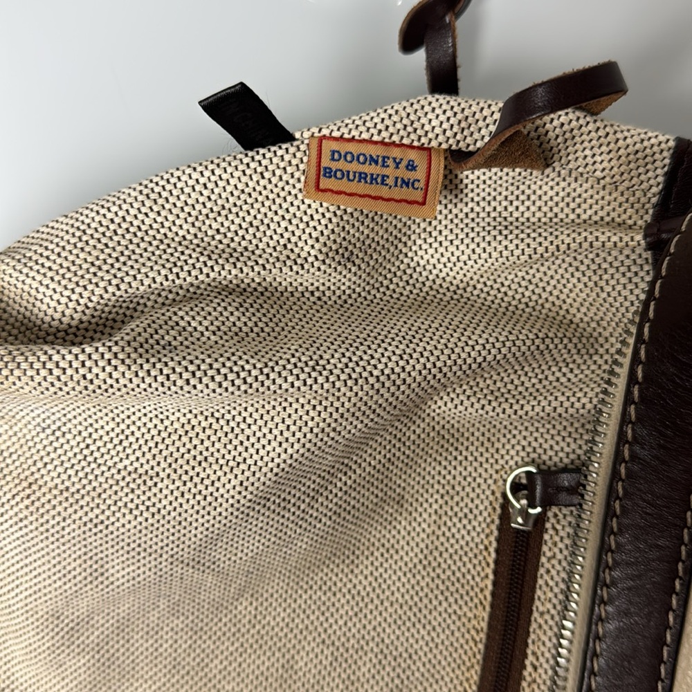 Dooney & Bourke cream & brown leather double pocket tote - Picture 13 of 15